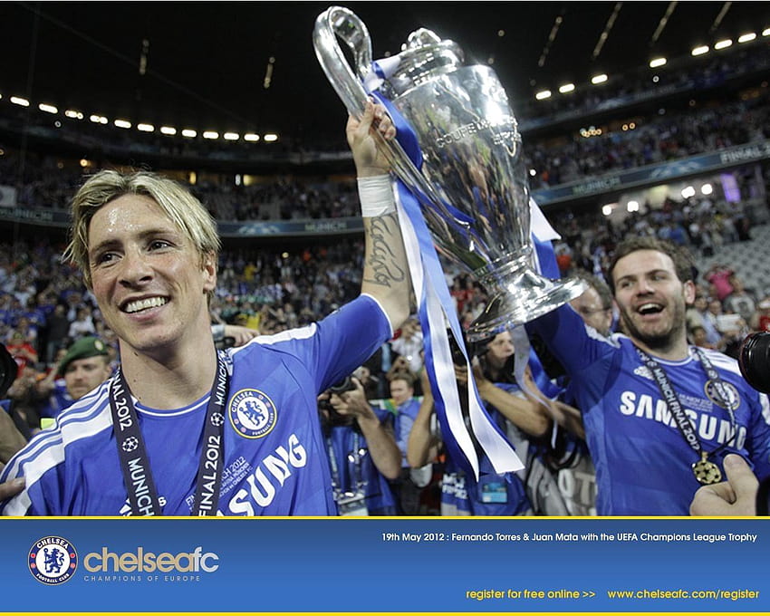 Fernando Torres and Juan Mata with the UEFA Champions League Trophy, torres chelsea 2017 HD wallpaper