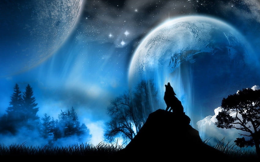 Espacio exterior, luna, lobo aullando, lobos ::, lobo espacial fondo de  pantalla | Pxfuel