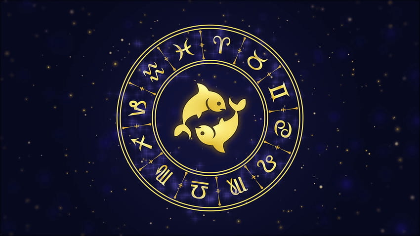 Zodiac sign Pisces and horoscope wheel on the dark blue backgrounds HD  wallpaper | Pxfuel
