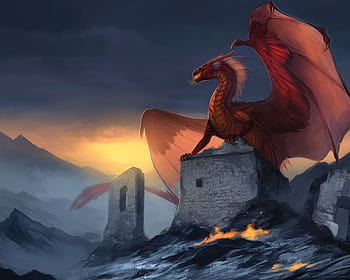 Fantasy red dragon background HD wallpapers | Pxfuel