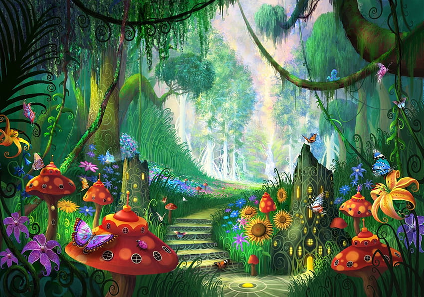 result for enchanted forest bedroom mural, echanted garden Wallpaper HD