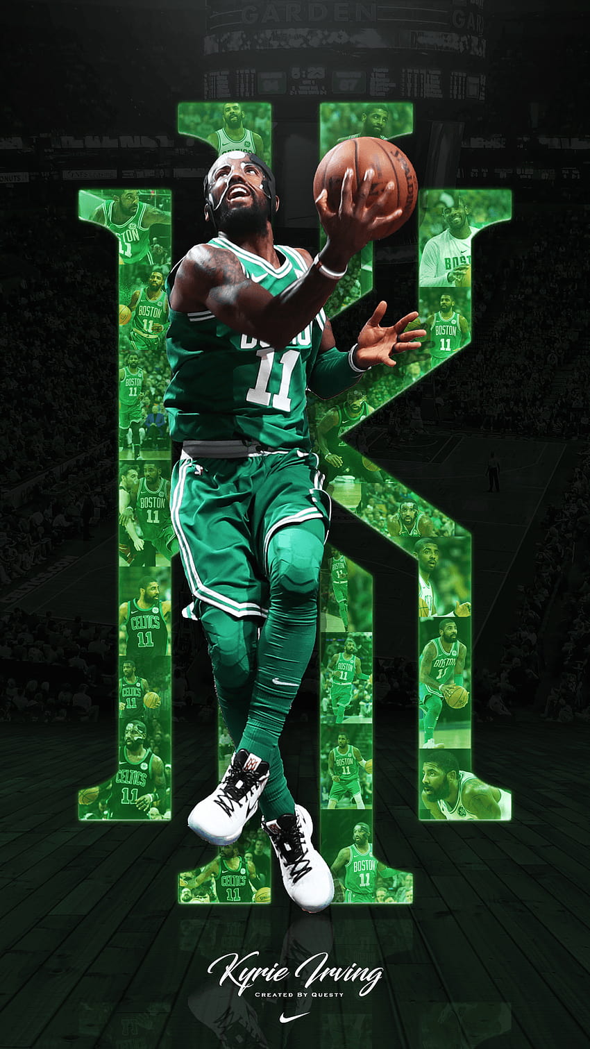 iPhone de los Celtics de Kyrie Irving. Creado por @QuestyTv, zapatos con logo de kyrie irving fondo de pantalla del teléfono
