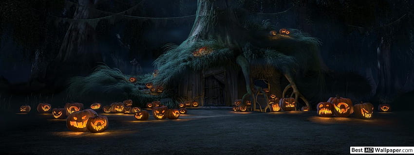 Halloween im Sumpf, Halloween-Doppelschirm HD-Hintergrundbild