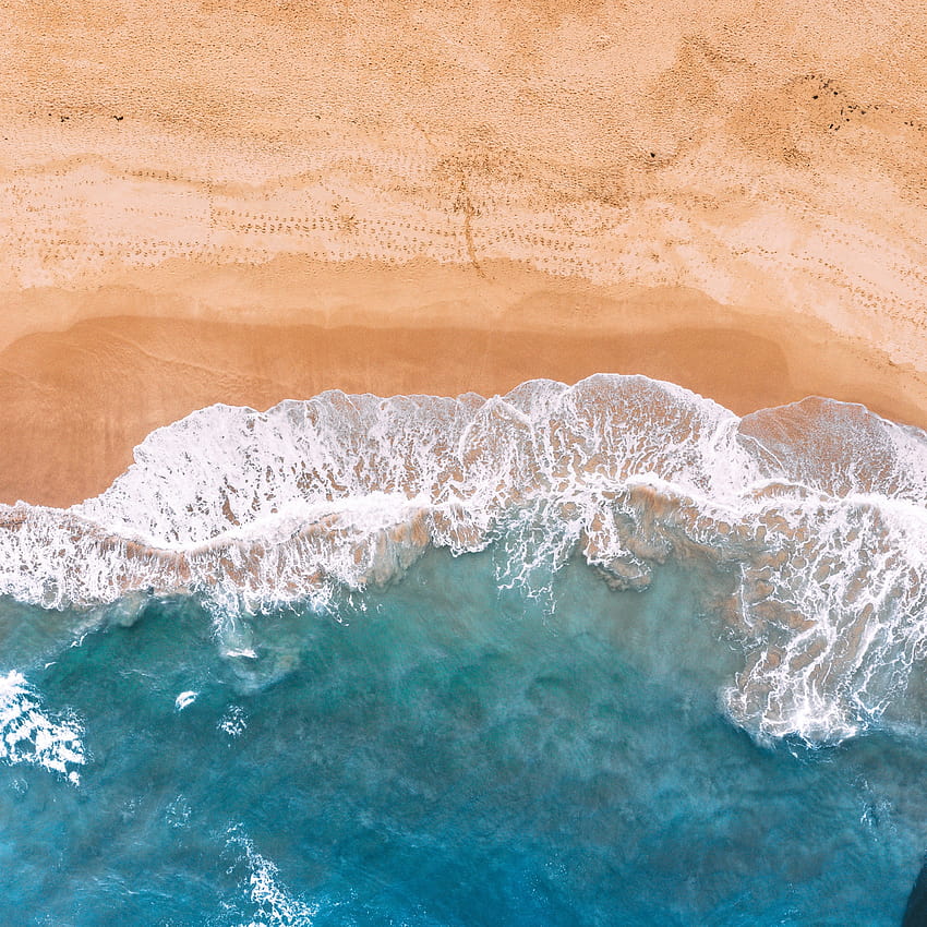 Синьо, морски вълни, плаж, изглед от въздуха, 2932x2932, iPad Pro Retina, изглед от въздуха океански вълни HD тапет за телефон