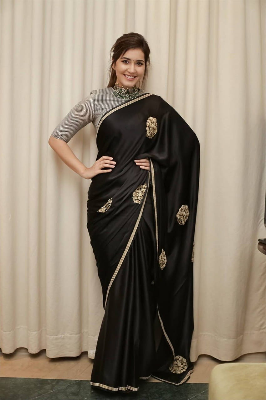 Rashi Khanna en sari negro, rashi khanna sari fondo de pantalla del teléfono