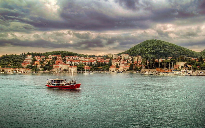 Dubrovnik, Croatia, Boat. Android for HD wallpaper