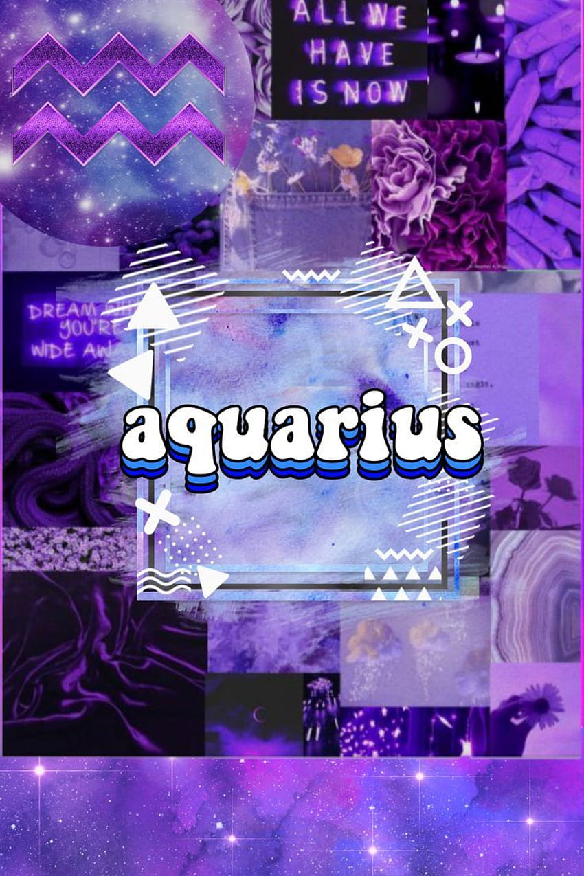 Acuario s estéticos edición de signos del zodiaco violeta púrpura y azul oscuro en 2022, acuario púrpura fondo de pantalla del teléfono