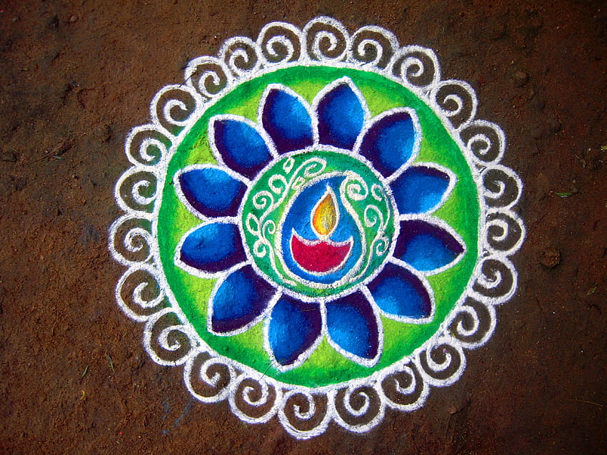 Beautiful Diwali rangoli 3840 x 2880 resolution HD wallpaper