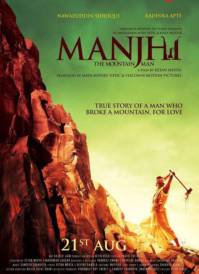 Manjhi The Mountain Man 14 polegadas x 19 polegadas Poster de seda para decoração de parede Impressões de seda para casa e loja: Casa e cozinha Papel de parede de celular HD