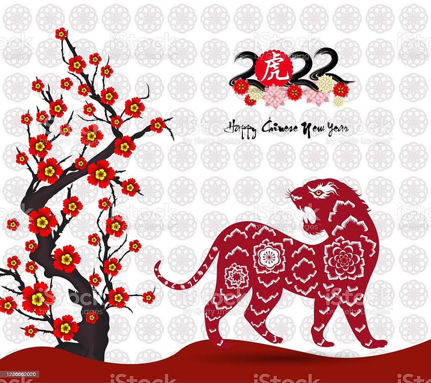 Tahun Baru Imlek 2022 Tahun Harimau Tahun Baru Imlek Spanduk Desain Templat Tanda Zodiak Abstrak Tekstur Bunga Simbol Horoskop 2022 Stok Ilustrasi, 2022 Cina Wallpaper HD