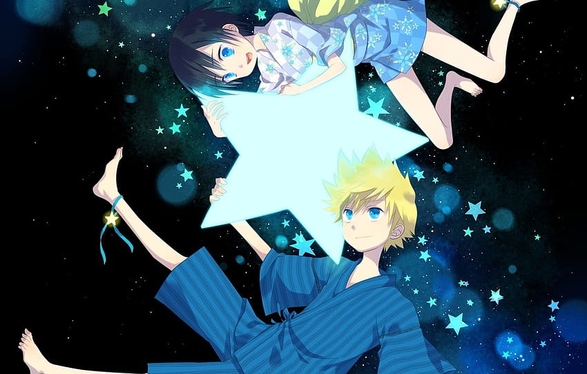 stars, children, anime, boy, art, girl, two, roxas, xion, okitune, anime roxas kingdom hearts HD wallpaper