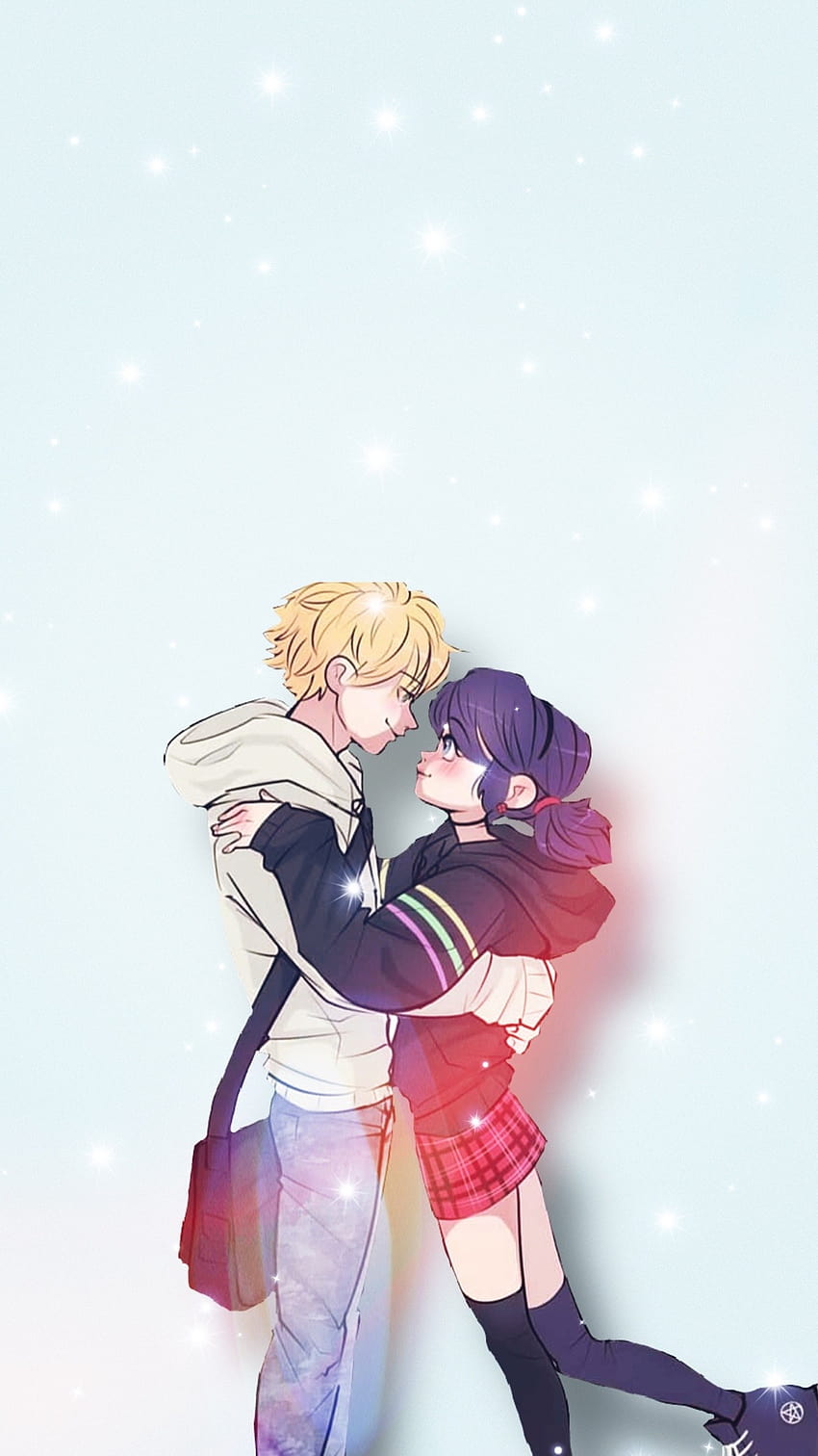 marinette and adrien anime HD phone wallpaper