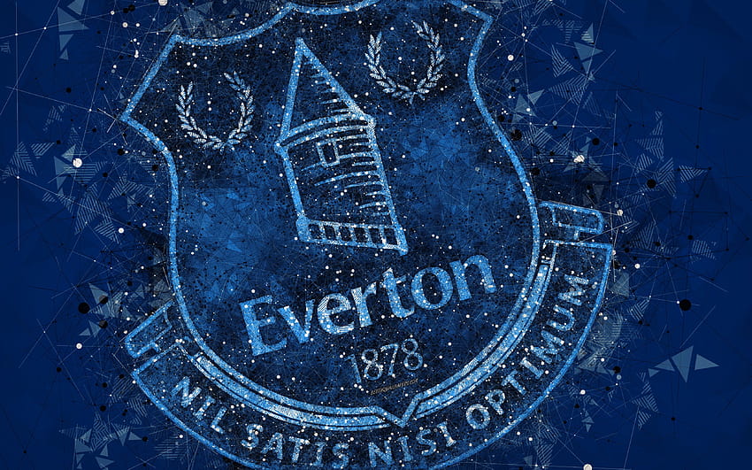 Everton FC, creative geometric abstraction, logotipo, emblema, arte, Clube de futebol inglês, Premier League, Liverpool, Reino Unido, futebol com resolução 3840x2400. Alta qualidade papel de parede HD