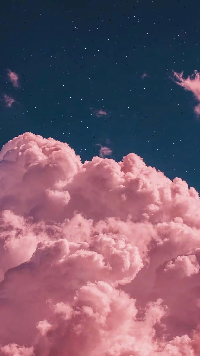 Ciel rose et fonds d'étoiles avec la couleur Morandi, nuages ​​avec ordinateur portable esthétique bling Fond d'écran de téléphone HD