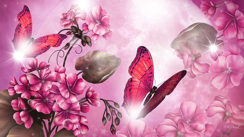 За > Блестящи фонове с пеперуди, розова пеперуда HD тапет