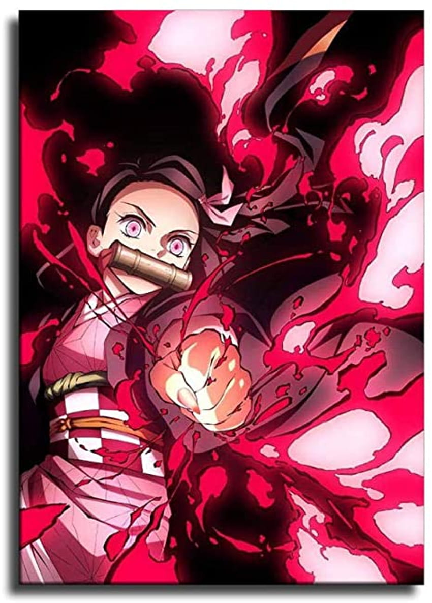 Nezuko Blood Demon Art Canvas Art Poster и Wall Art Print Модерни постери за семейна спалня: Плакати и щампи, nezuko blood art HD тапет за телефон