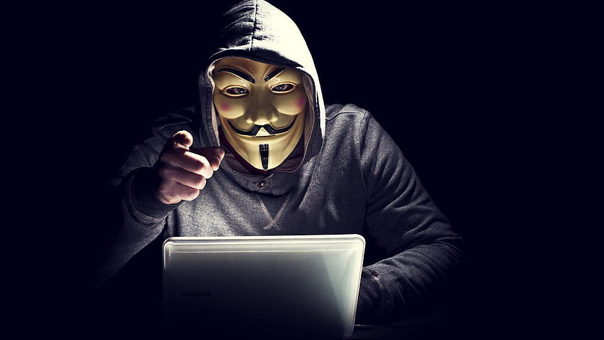 1920x1080 Anonymus Hacker In Mask Pointing Finger Laptop Full, srv android Fond d'écran HD