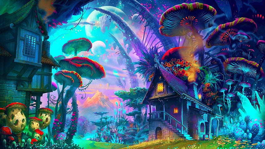 psychedelic mushrooms HD wallpaper