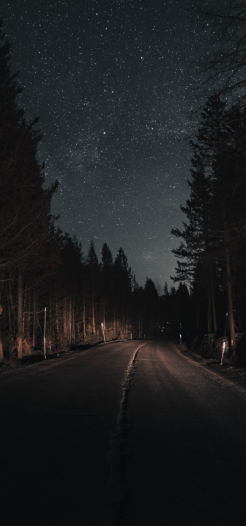 1080x2310 Starry Sky, Road, Night, Mood, Light, Trees, Scenic for Honor View 20, night mood HD phone wallpaper