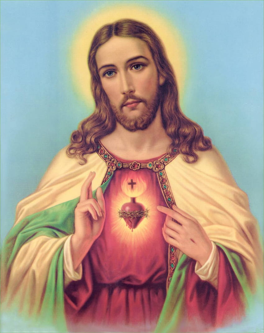 Jesus 5e6mzj2 sacred heart of jesus, jesus mary and joseph HD phone wallpaper