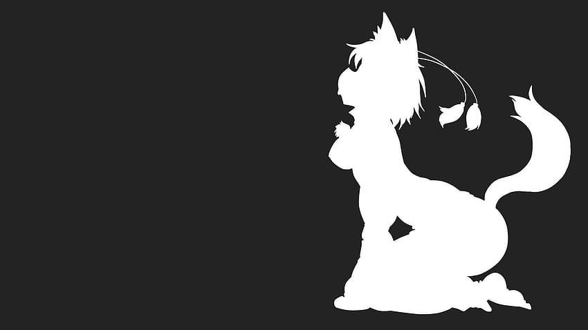 Touhou, bayangan hitam, nekomimi, monokrom, anime, Inubashiri Momiji, gadis anime :: Wallpaper HD
