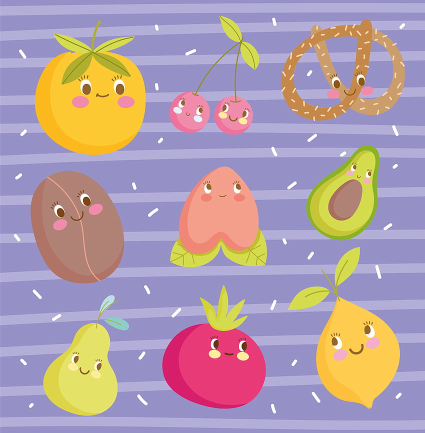 Cute cartoon food characters design HD phone wallpaper