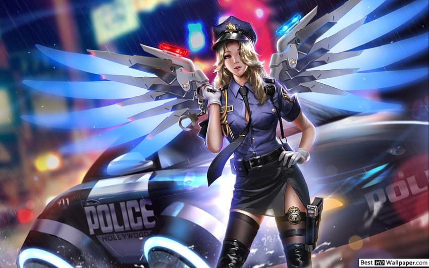 Overwatch, police woman HD wallpaper