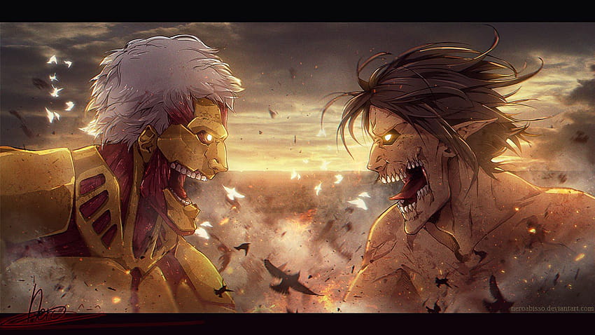 Eren vs armored Titan who would win ...id.pinterest HD wallpaper