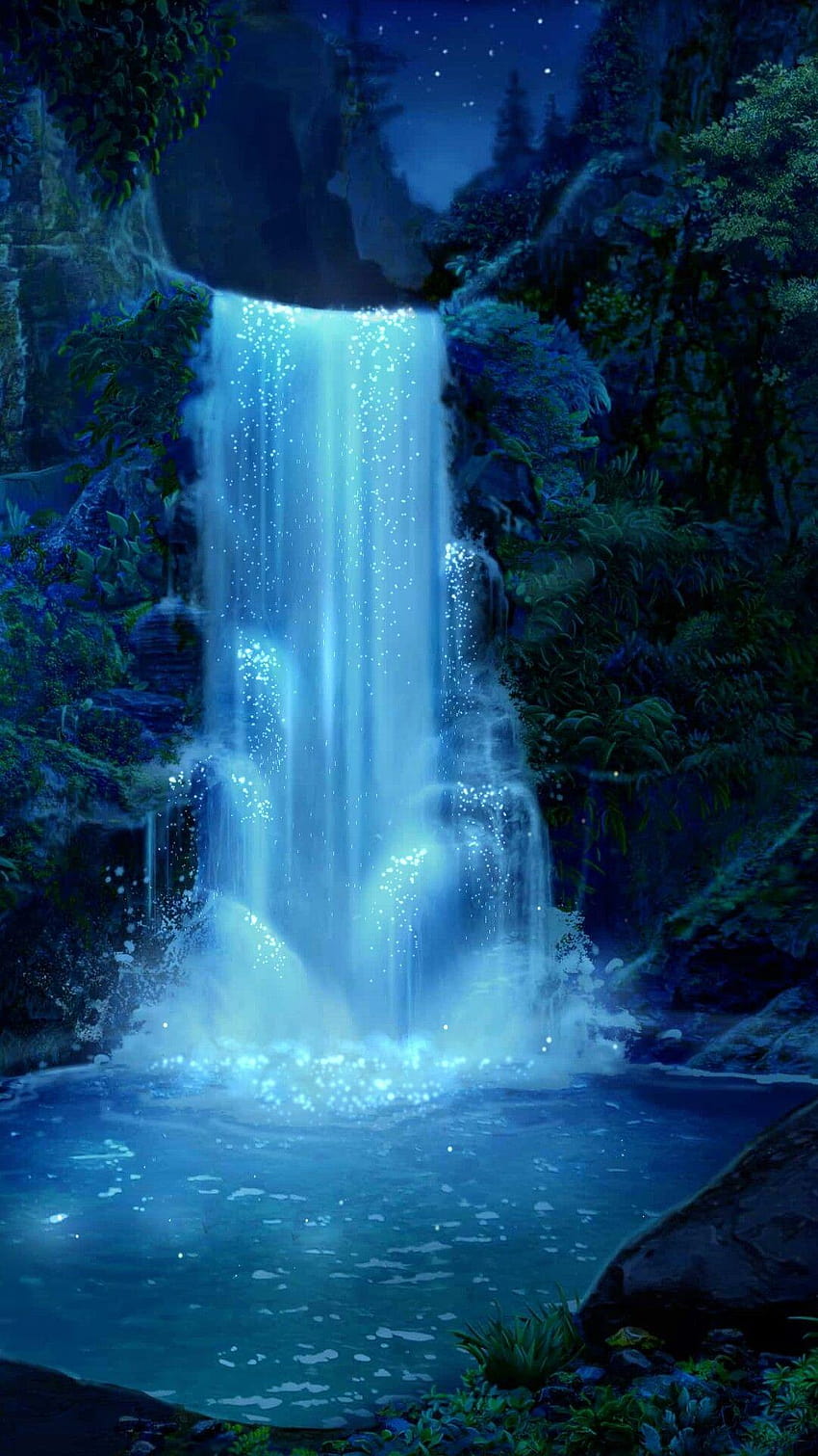Cachoeira art през 2019 г., аниме водопад HD тапет за телефон