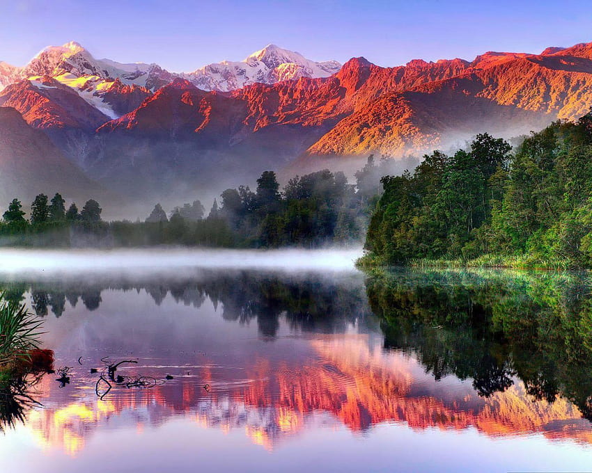 Westland Tai Poutini National Park Lake Matheson In New Zealand South Island Fox Glacier Township Cook Mountain For 3840x2400 : 13 HD wallpaper