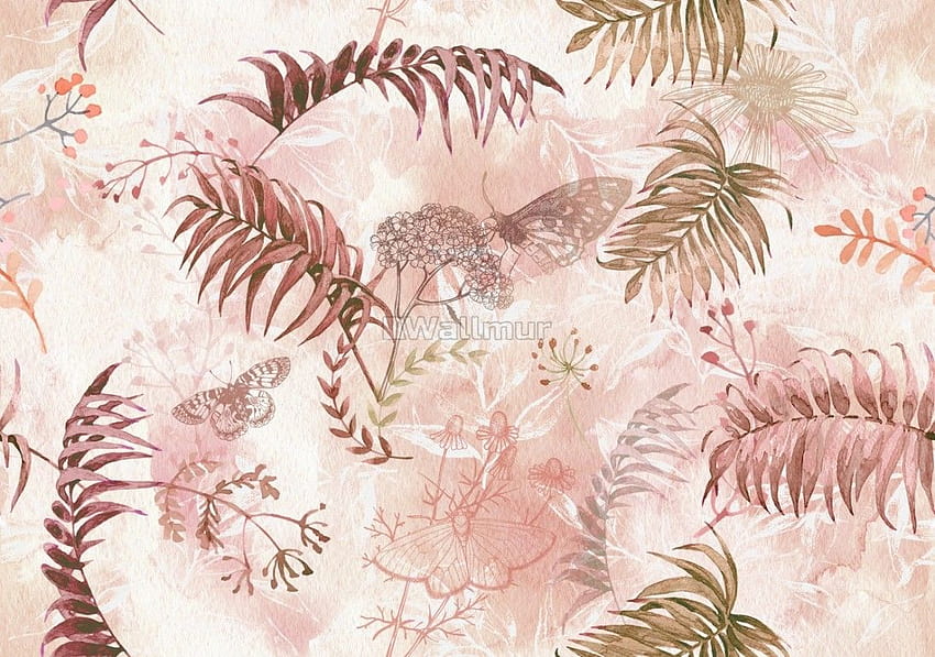 Pink Leaf and Blossom Mural, pinkleaf HD wallpaper | Pxfuel
