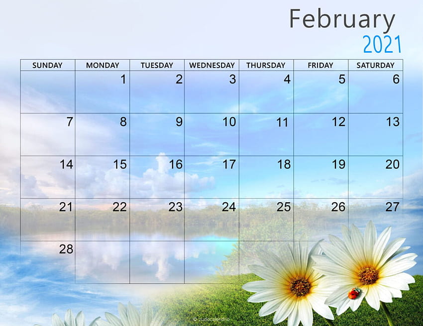 Bonito con calendario de febrero de 2021 fondo de pantalla
