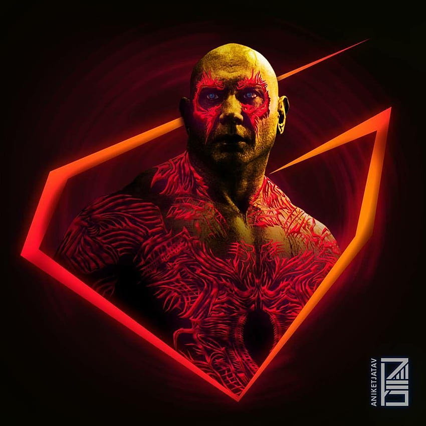 Drax:Marvel Neon Potraits Painting, aniket jatav HD phone wallpaper