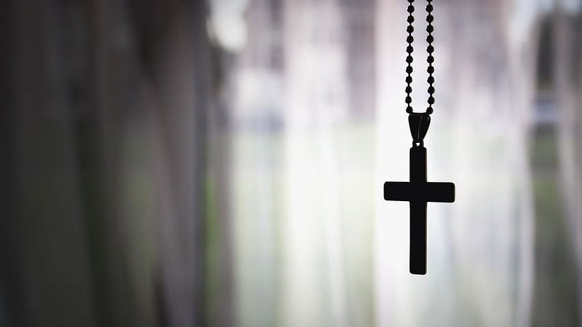 Кръстосана религия християнска католическа верига прозорец готически силует, католическо аниме HD тапет