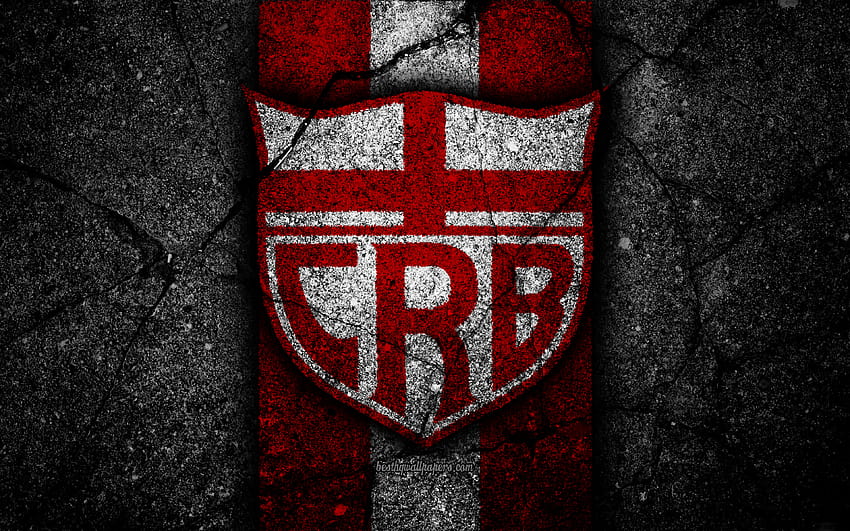 CRB FC, logo, football, Serie B, red and white lines, soccer, Brazil, asphalt texture, CRB logo, Clube Regatas Brasil, Brazilian football club with resolution 3840x2400. High Quality HD wallpaper