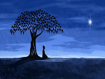 Buddha Sitting Under Bodhi Tree Stock Vector Royalty Free 1446128531   Shutterstock