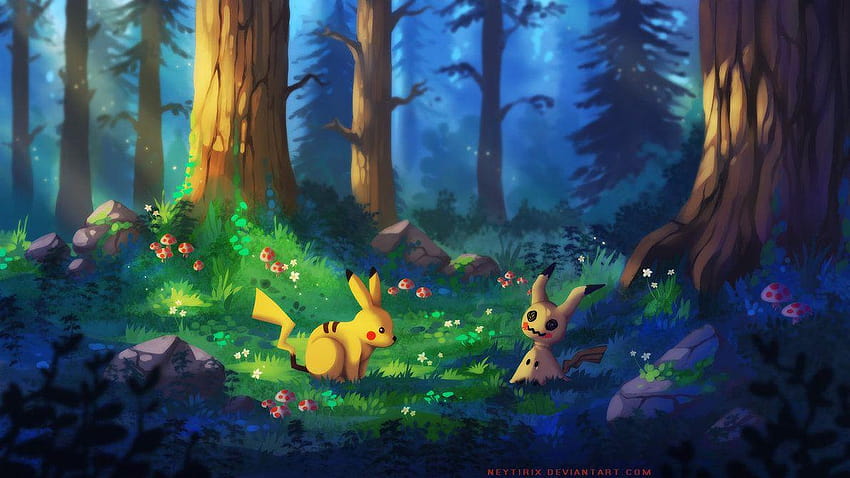 Não tenha medo, fundo de floresta pokemon papel de parede HD
