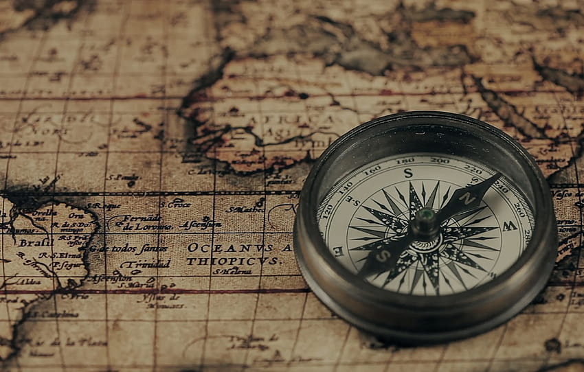 vintage, vintage, kompass auf alter karte, alter kompass, alter kompass, kompass auf der alten karte, abschnitt разное HD-Hintergrundbild