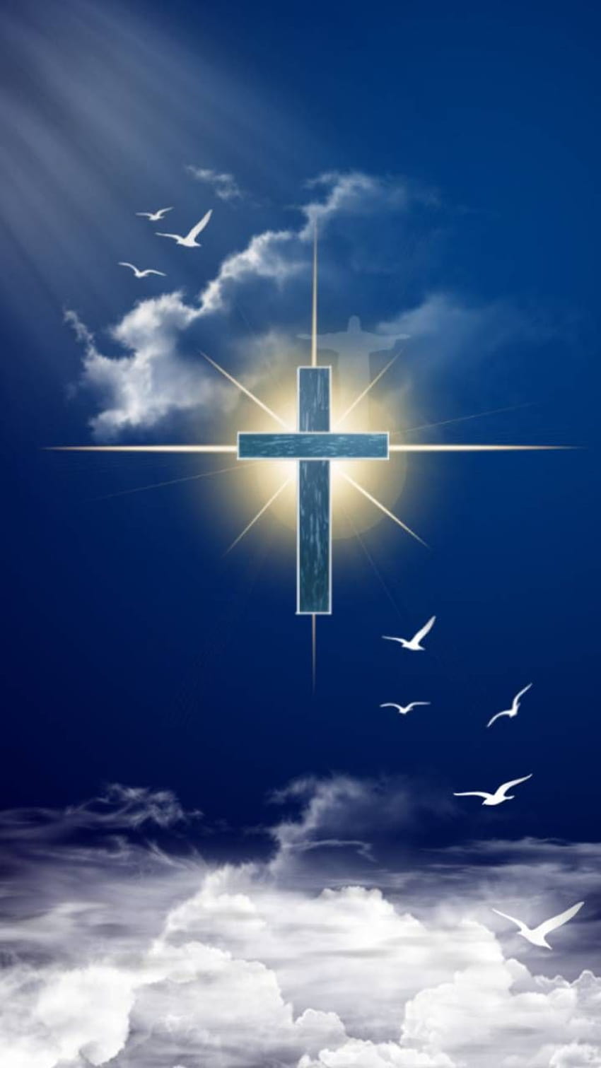 Blaues Himmelskreuz von Ninoscha, blaues Kreuz HD-Handy-Hintergrundbild