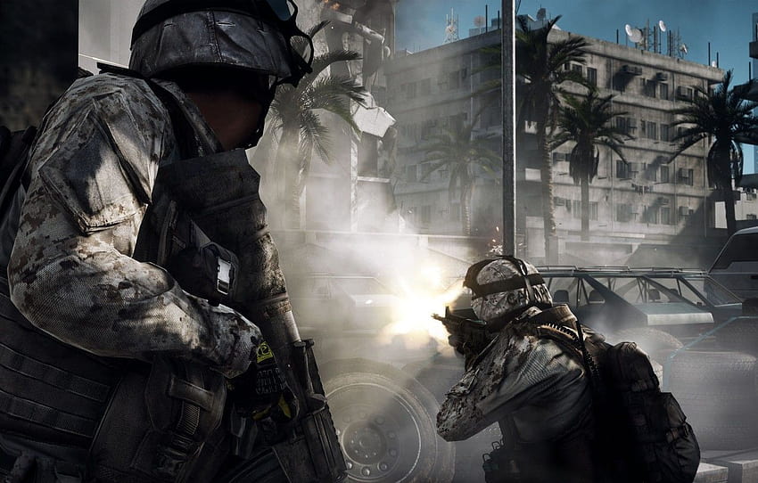 the city, soldiers, battlefield, BF3 , section игры HD wallpaper