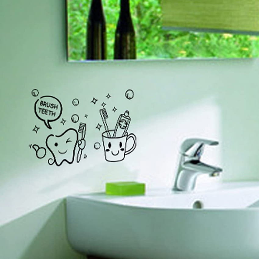 Zentto Removable Wall Stickers Toothbrush Toothpaste Cute Brush Teeth Toilet Stickers Funny Decor Decals Bathroom Washstand : Home & Kitchen HD phone wallpaper