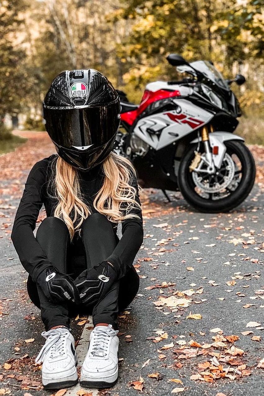 Hot Blonde Biker Girl in Her AGV Pista Carbon Fiber Motorcycle Helmet,  helmet women HD phone wallpaper | Pxfuel