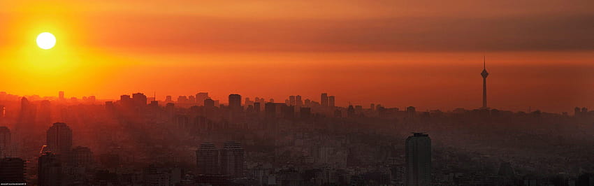 İran, Tahran, Şehir, Milad Kulesi, Kule, Günbatımı HD duvar kağıdı