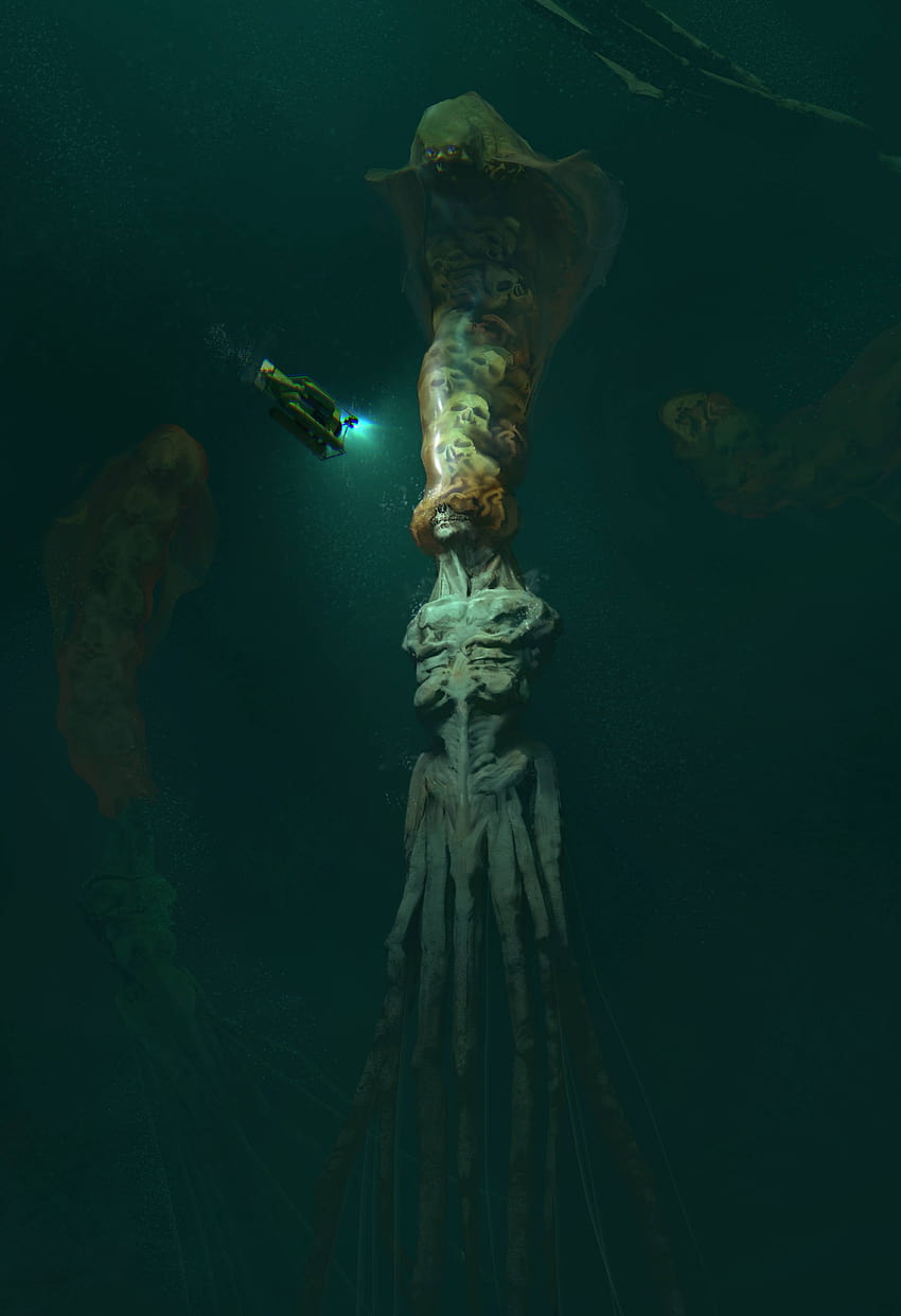: espeluznante, criatura, mar, abismo, agua 2737x4000, océano aterrador fondo de pantalla del teléfono