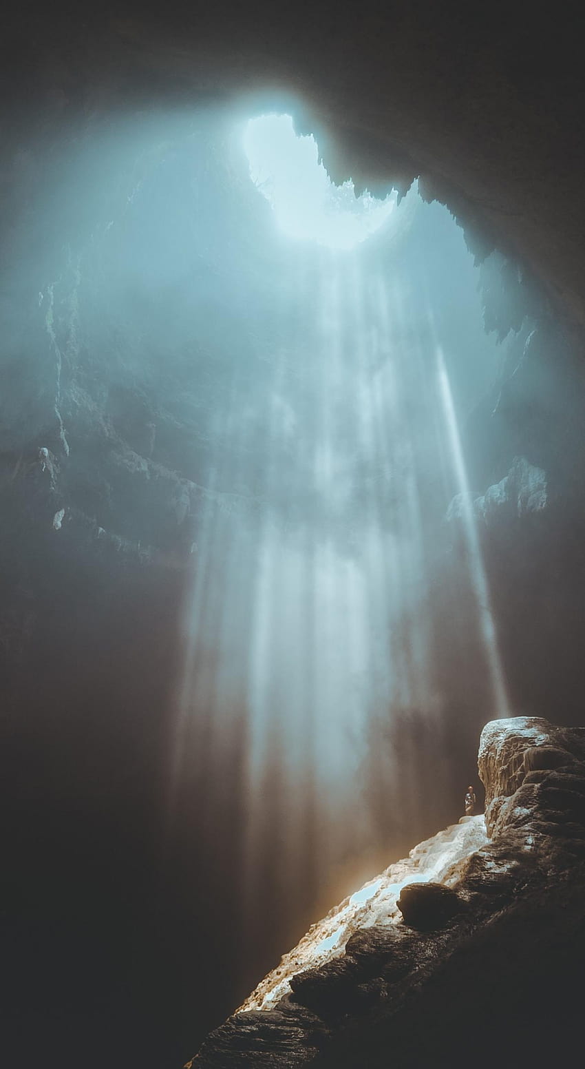 1440x2630 sunbeams, cave, dark, samsung, galaxy caves HD phone wallpaper