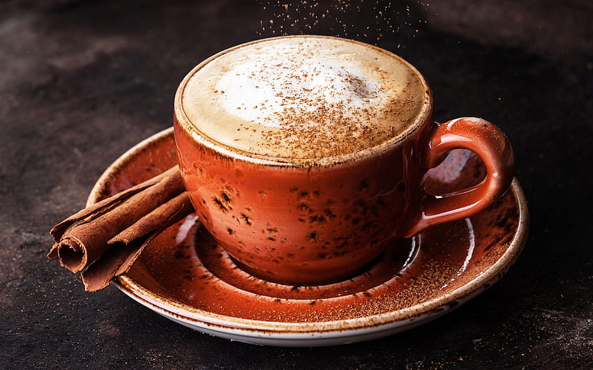 Coffee Cappuccino Cinnamon Cup Food Saucer 3840x2400 HD wallpaper