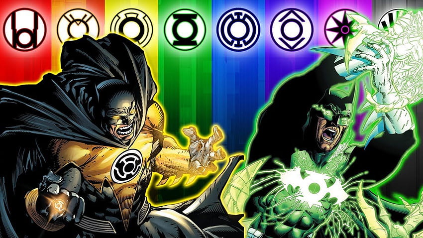 Batman's Power Rings! [Sinestro Corps, Green, Black & White Lantern] HD wallpaper