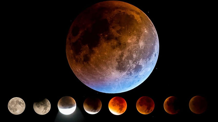 Super Blue Blood Moon Lunar Eclipse HD wallpaper