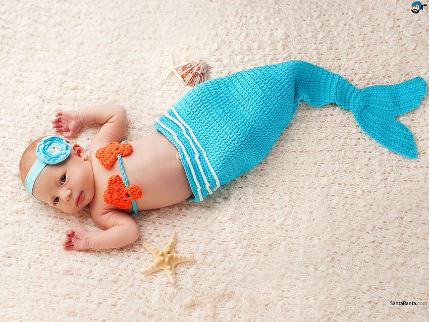 Baby dressed as a Mermaid, baby mermaid HD wallpaper