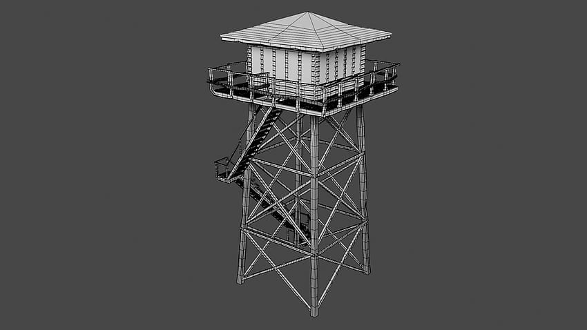 ArtStation, black and white fire watch tower HD wallpaper